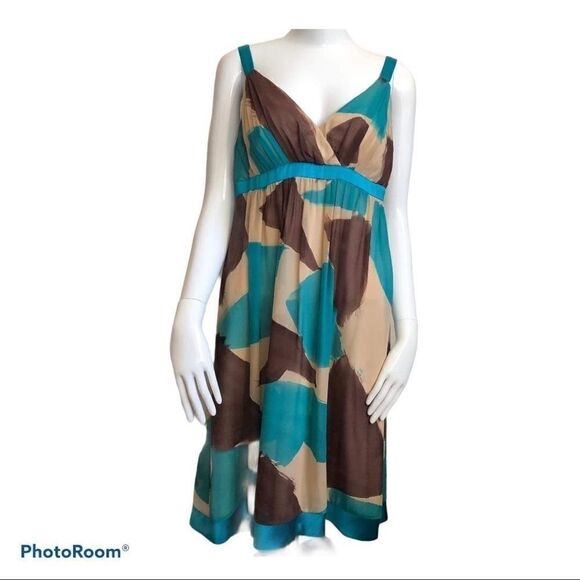 Sue Wong Printed V-Back Babydoll Dress Sz 10 - Picture 1 of 11